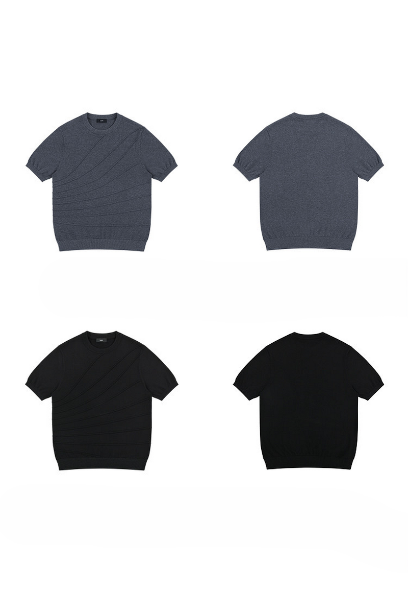 Jacquard Cotton Knit T-Shirt