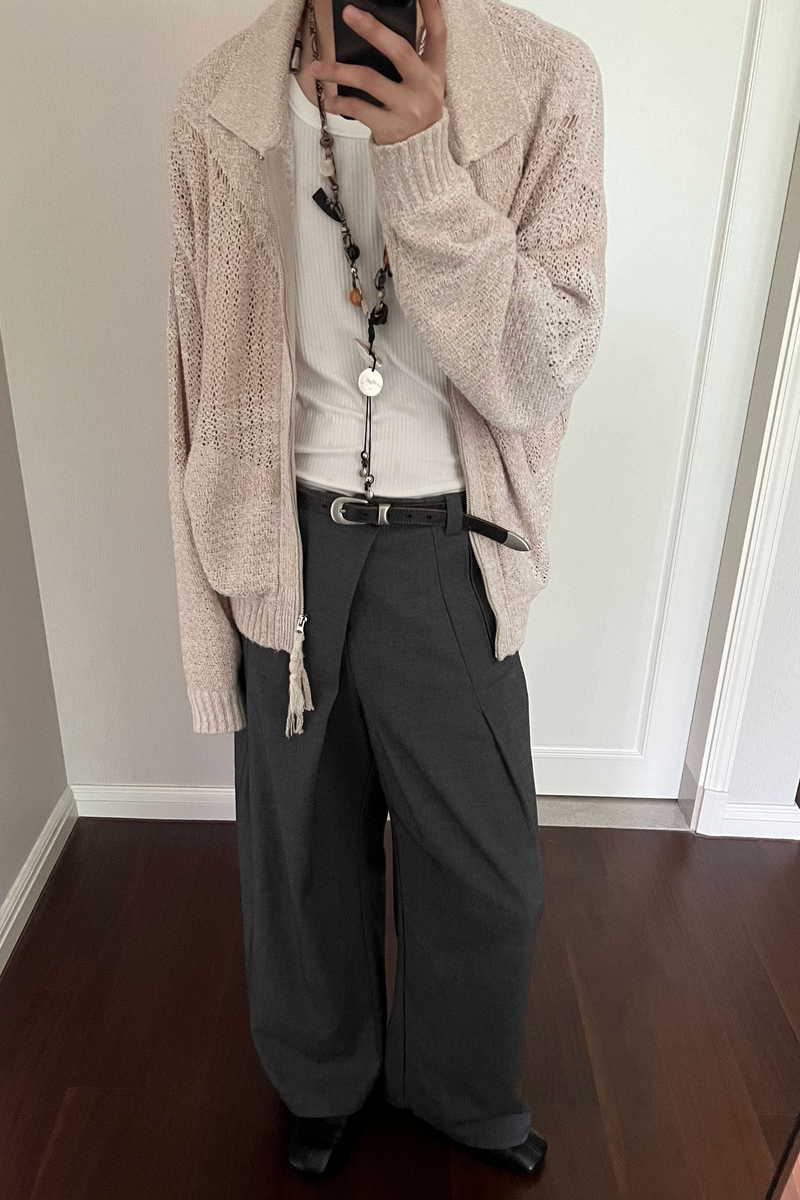 Layered Pleated Wide Pants