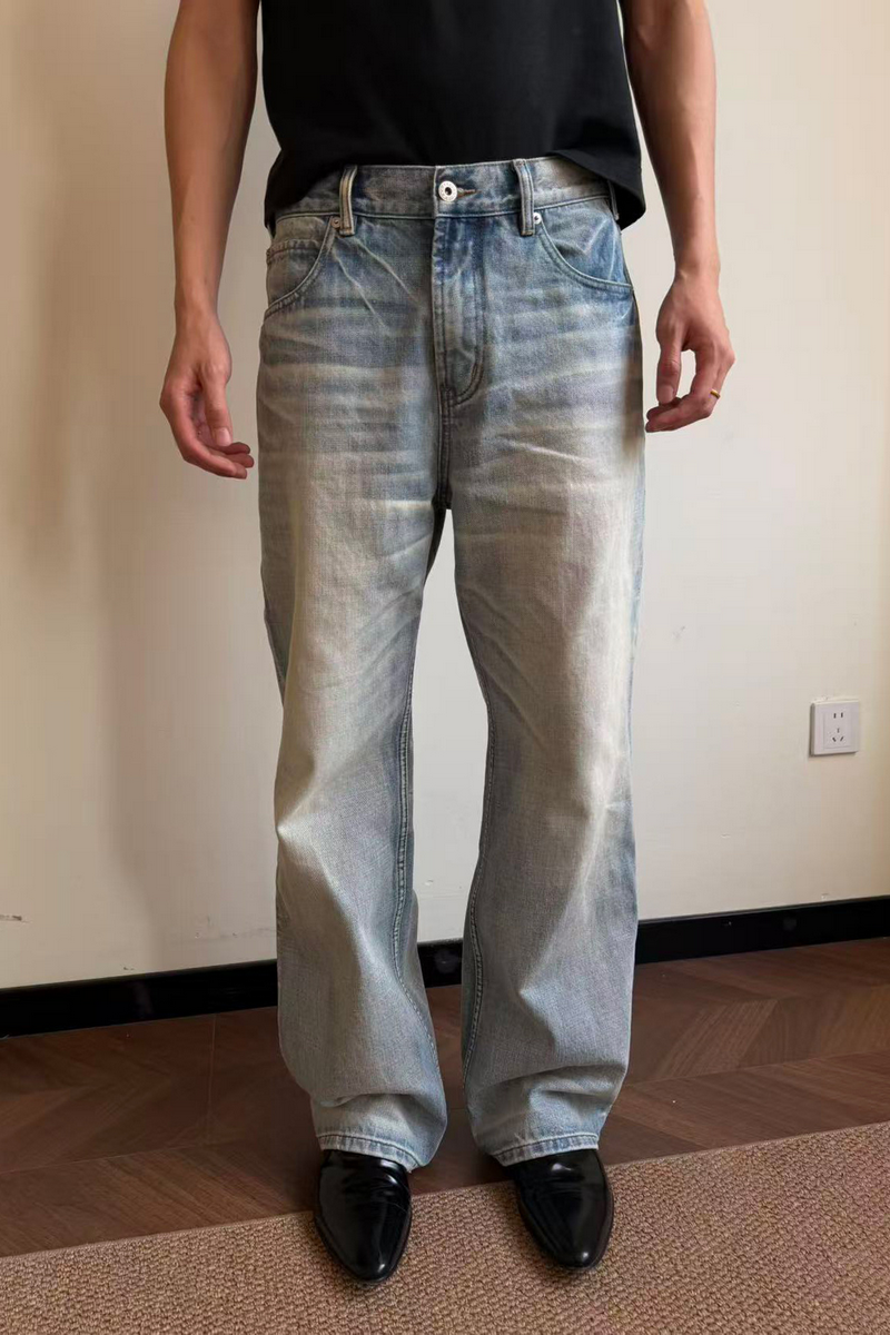 Washed Straight Leg Jeans