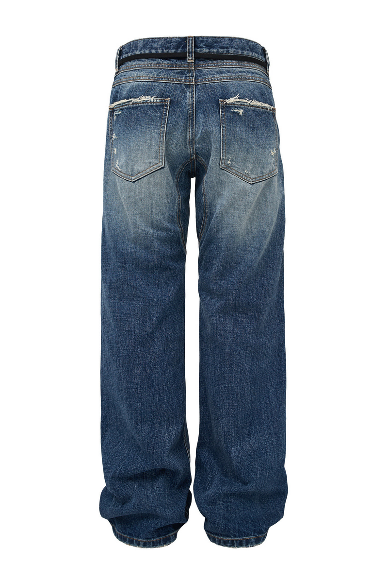 Washed Drawstring Jeans