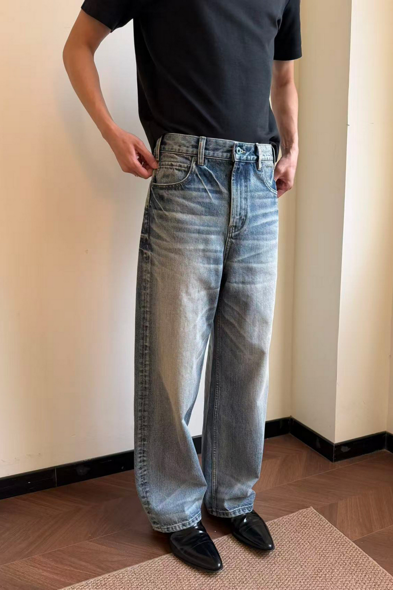 Washed Straight Leg Jeans