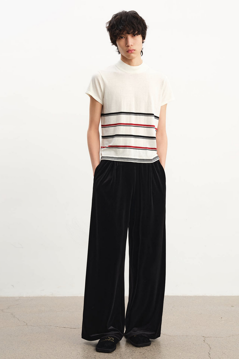 Pleated Velvet Sweatpants