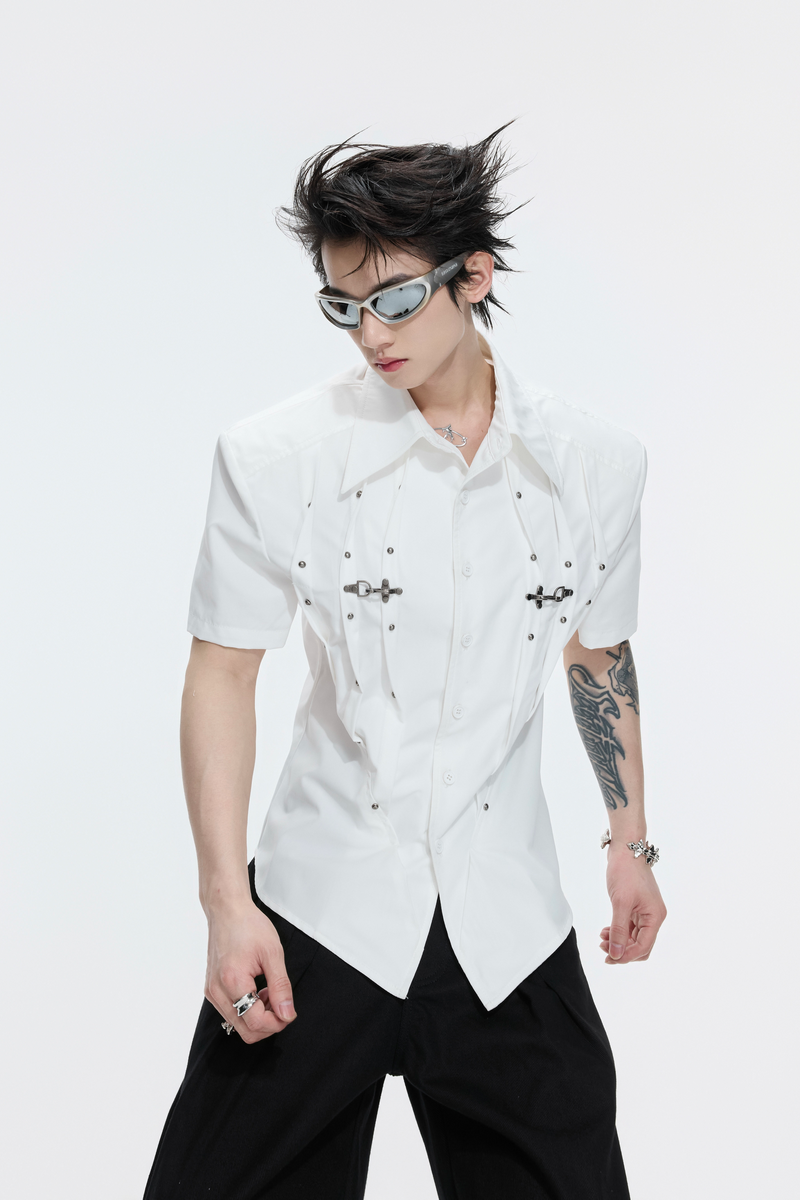 Pleated Studded Shirt