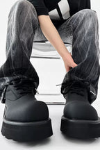 Matte Black Platform Derby Shoes