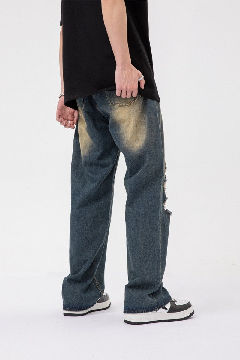 Ripped Retro Flared Jeans
