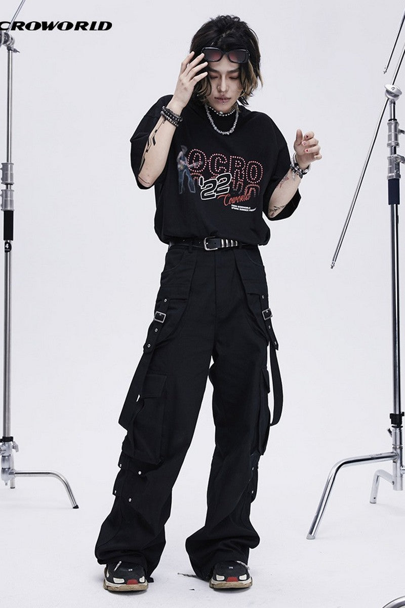 Oversized Straps Multi-Pocket Trousers