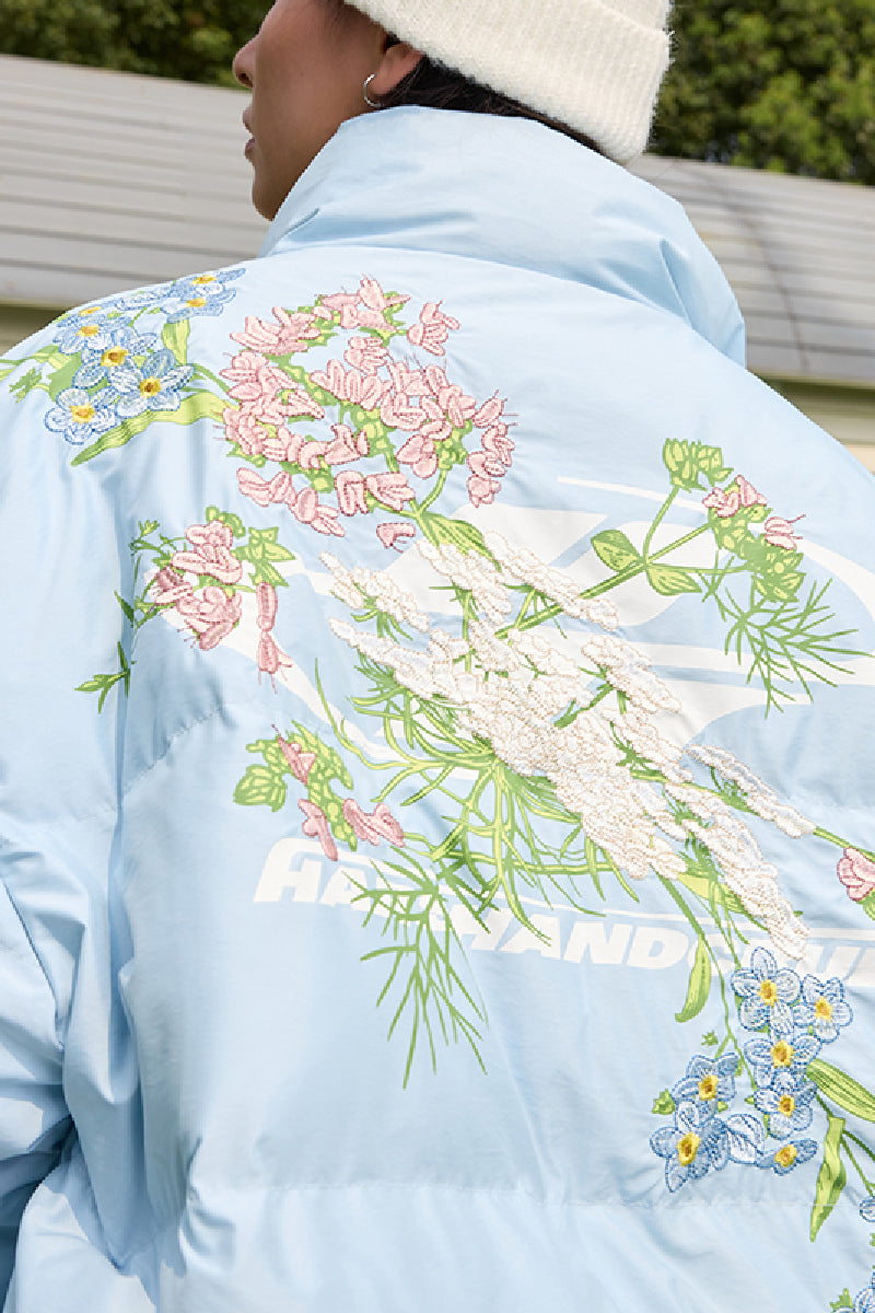 Floral Logo Embroidered Puffer Jacket - EU Only