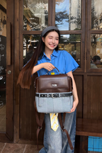 Retro Colorblock Commuter Backpack