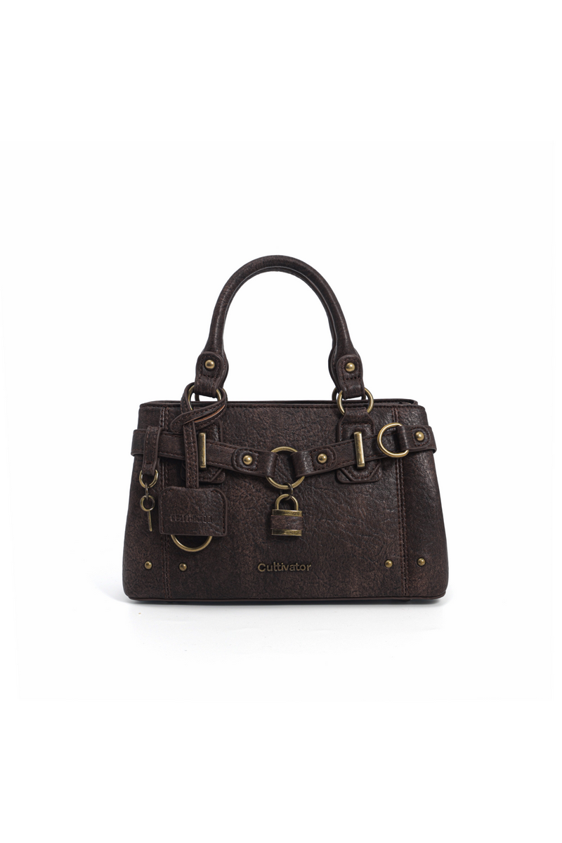 Distressed Lock Crossbody Bag