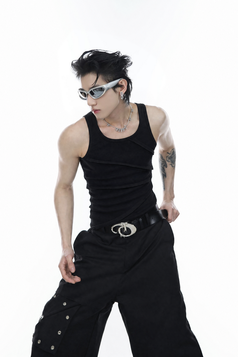 Pleated Racerback Tank Top