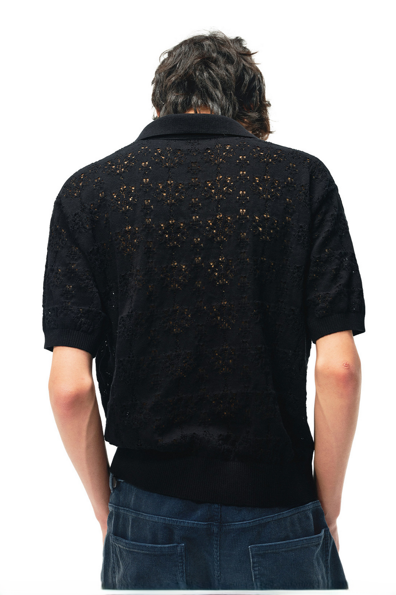 Openwork Leaf Pattern Shirt