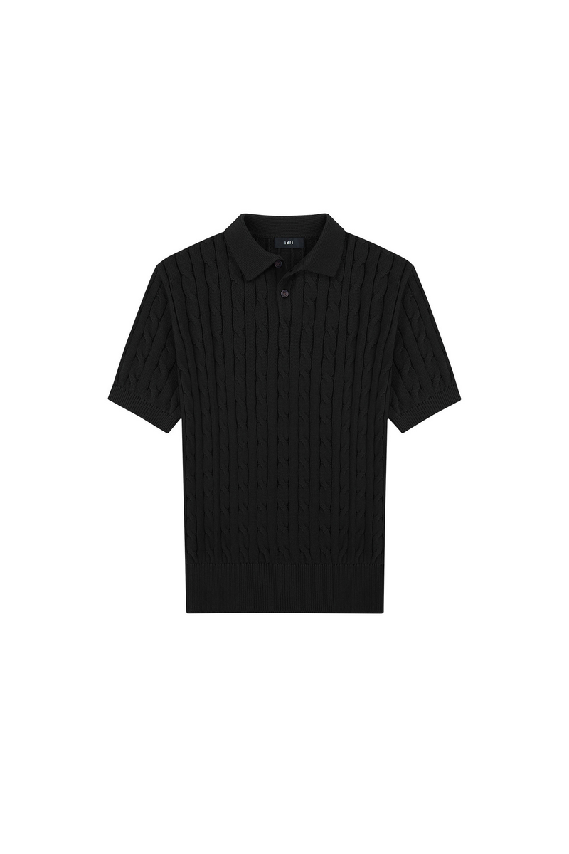Cable Knit Polo Shirt