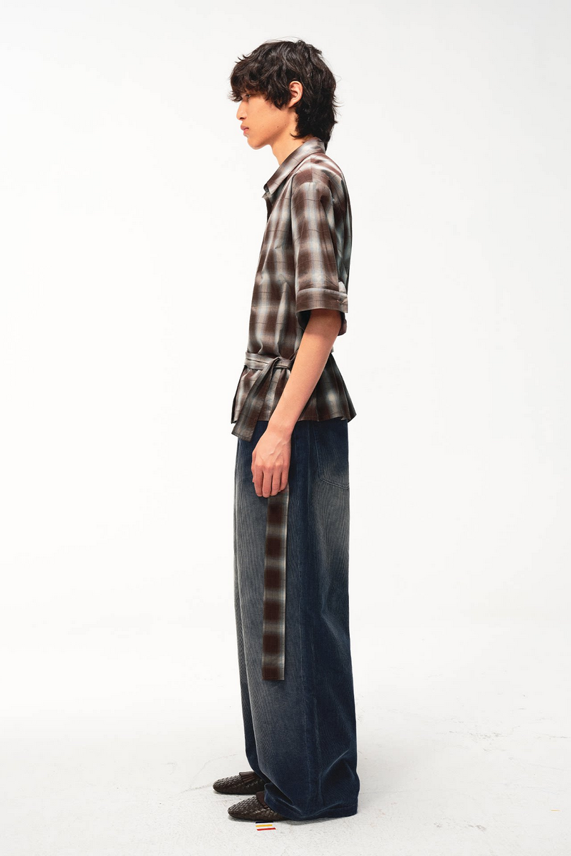 Belted Plaid Shirt