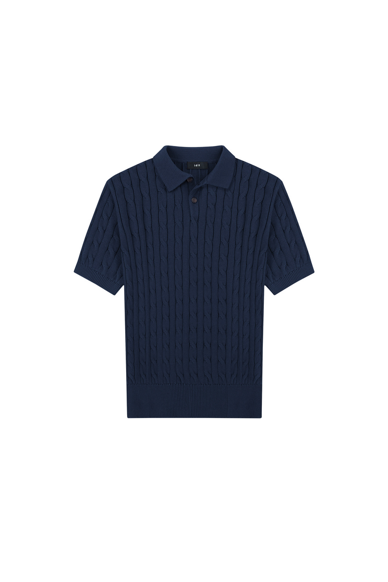 Cable Knit Polo Shirt