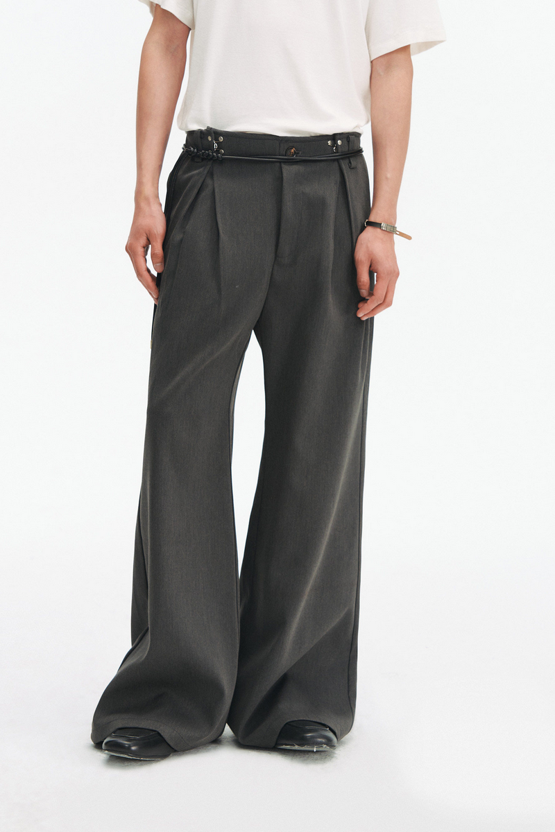 Herringbone Pleated Trousers