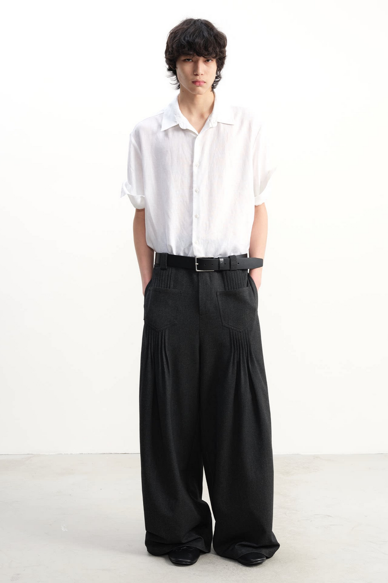 Pleated Wide Leg Trousers