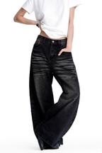 Black Whisker Barrel Jeans