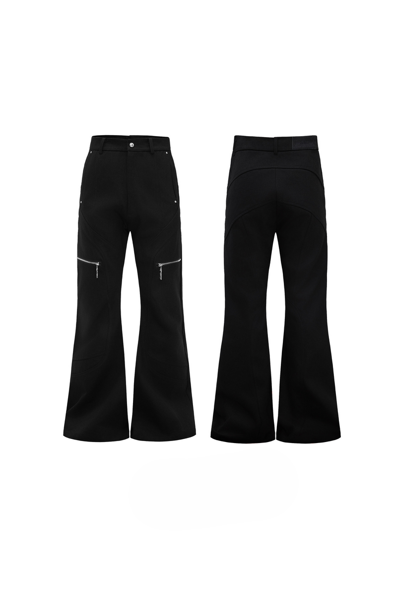 Zip Detail Flared Trousers