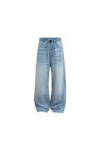 Lightweight Drawstring Wide Jeans