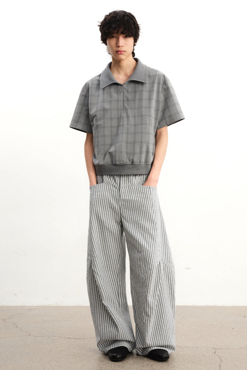 Half Zip Plaid Tee