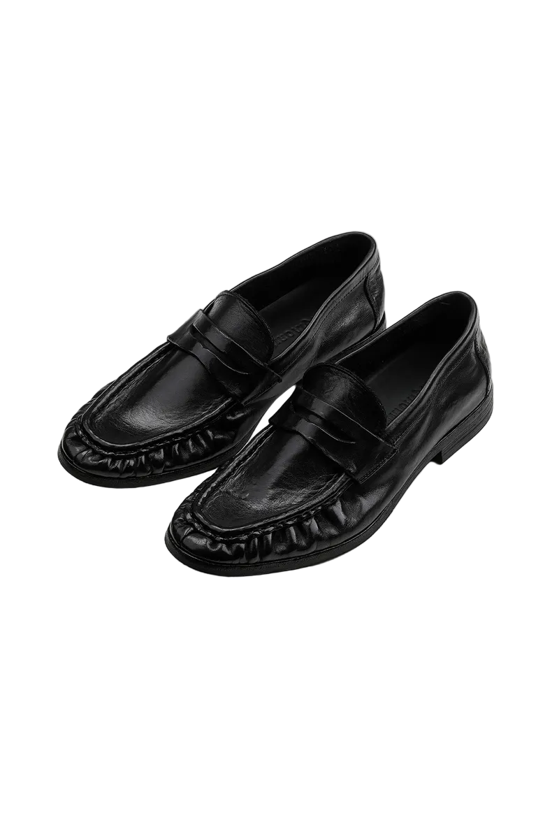 Washed Leather Loafer Shoes