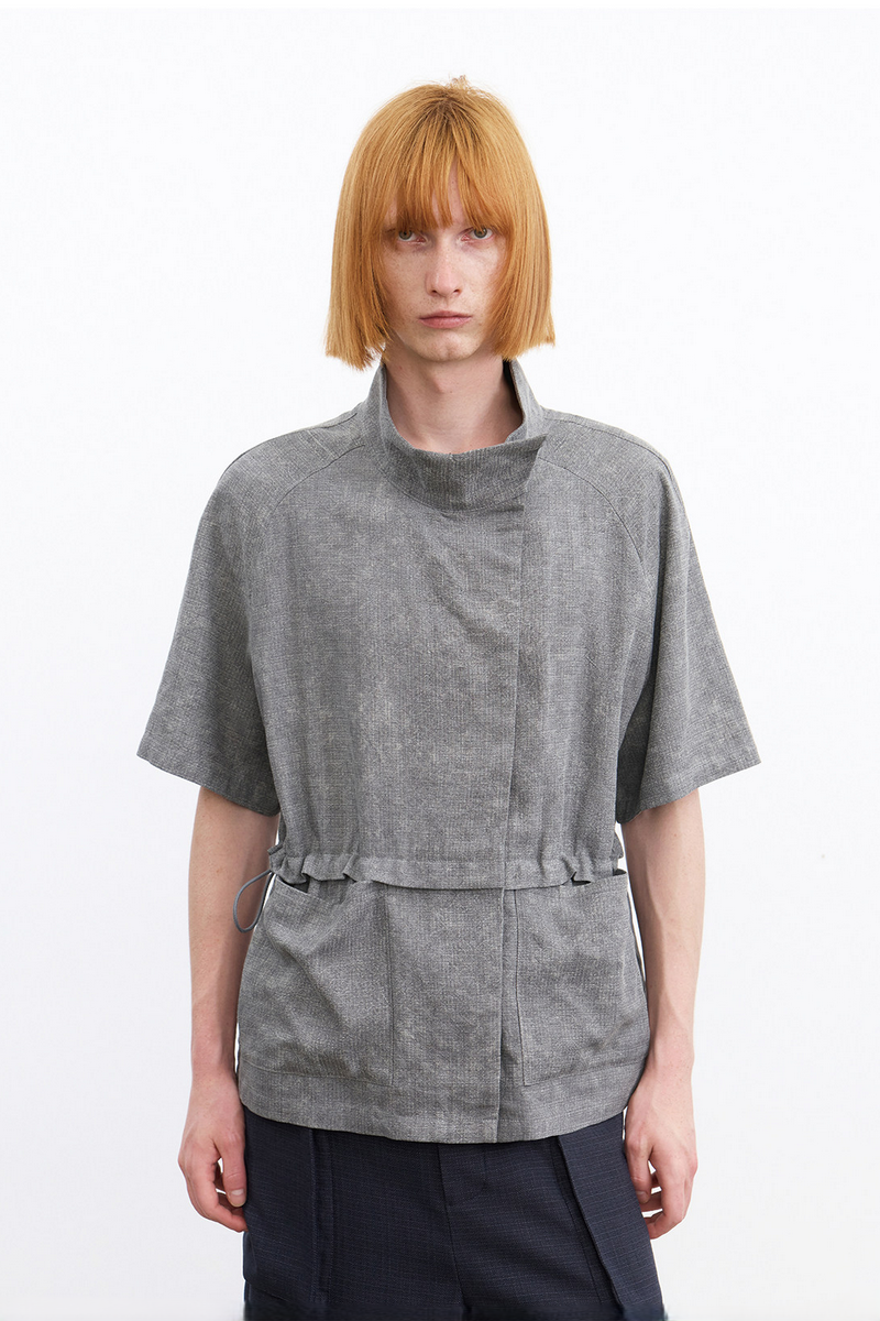 Asymmetric Collar Shirt Jacket