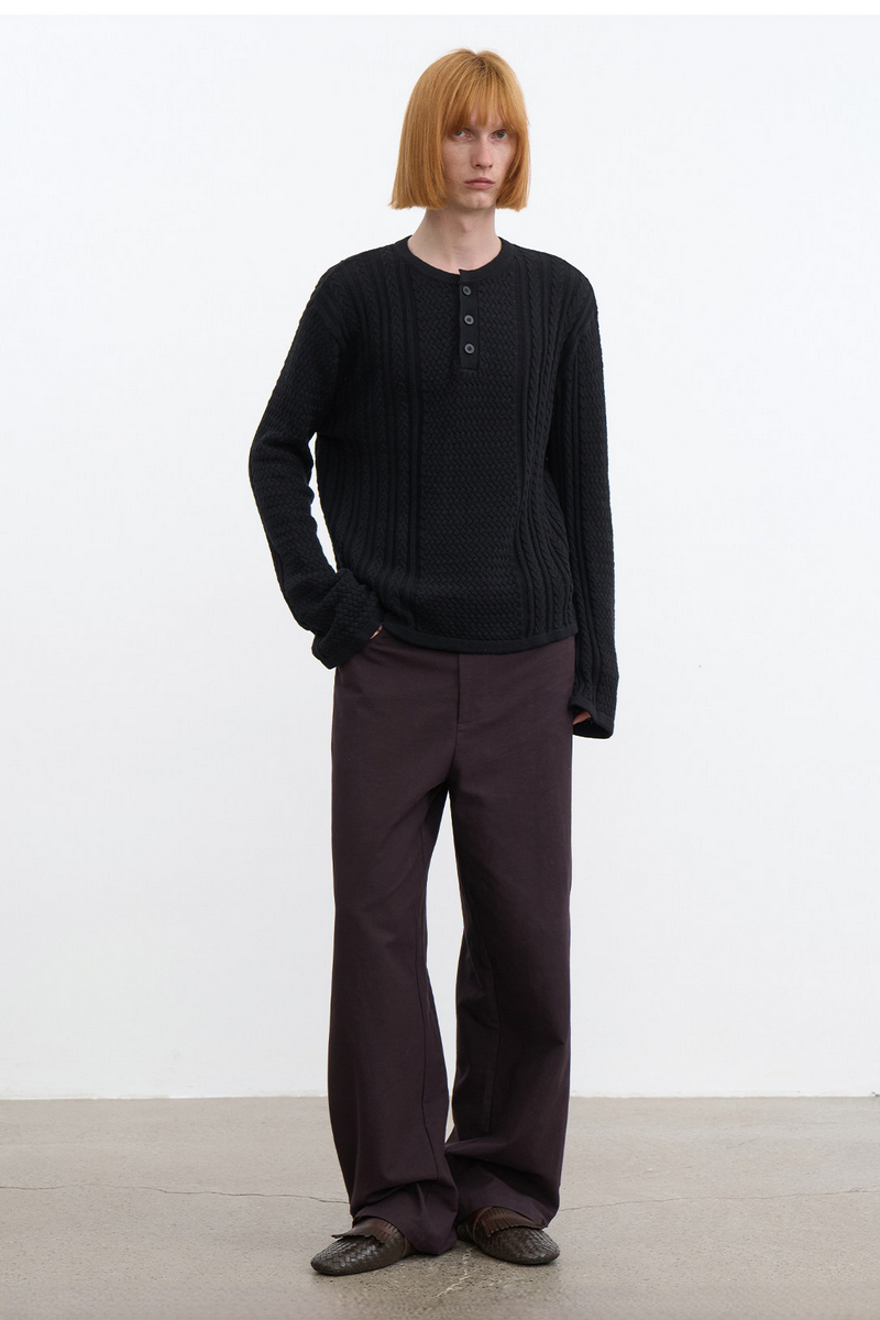 Cable Knit Henley Sweater