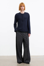 Colorblock Plaid Pleated Trousers