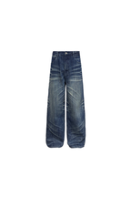 Whiskered Pleated Slub Jeans