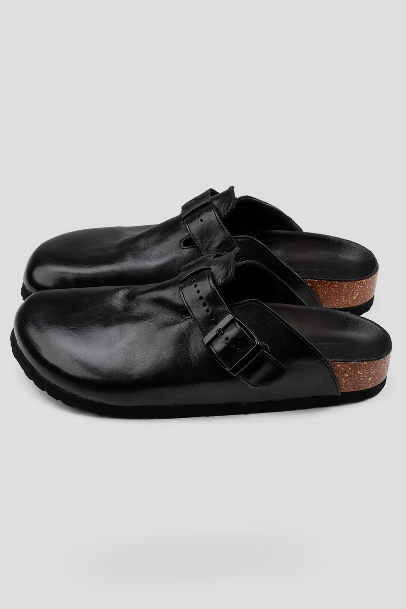 Washed Horsehide Mule Sandals