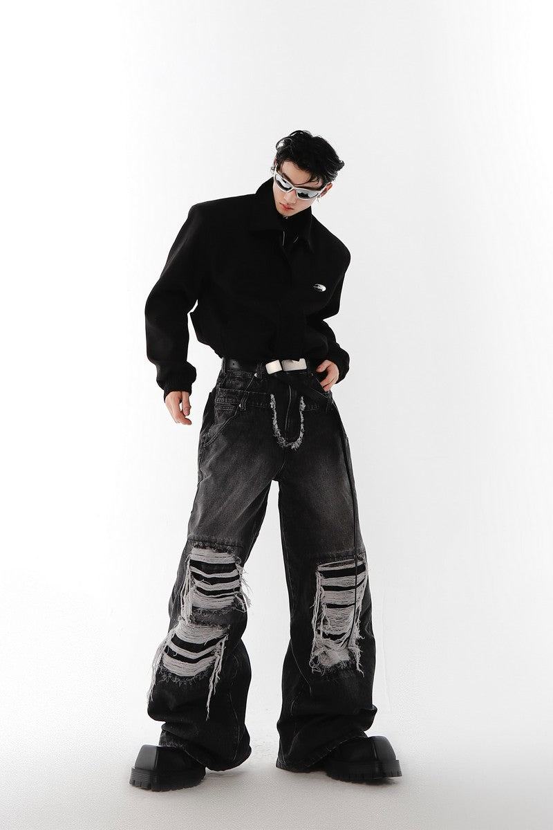 Distressed Loose Flared Jeans - EU Only