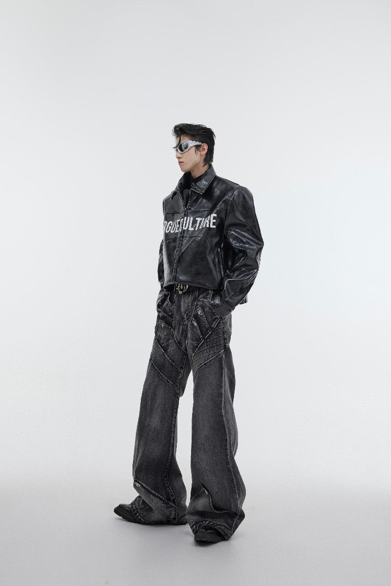 Flared Moto Jeans