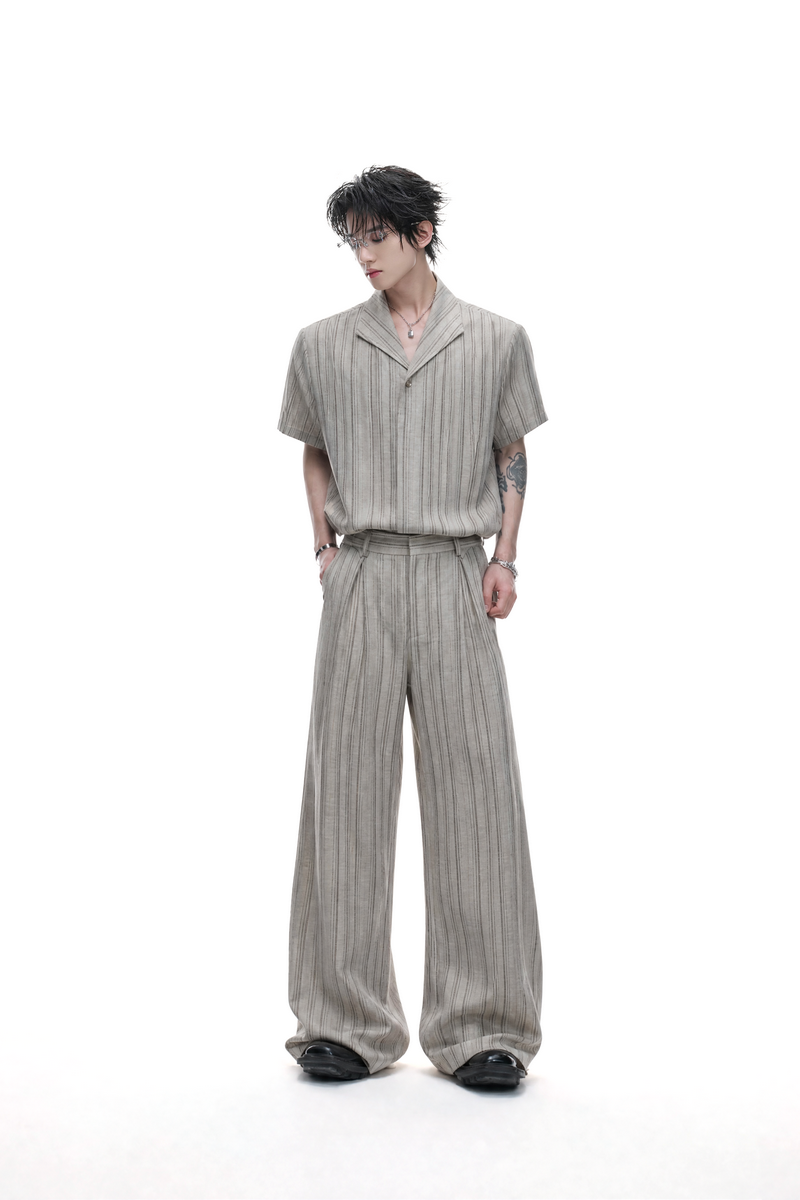 Striped Cuban Collar Shirt