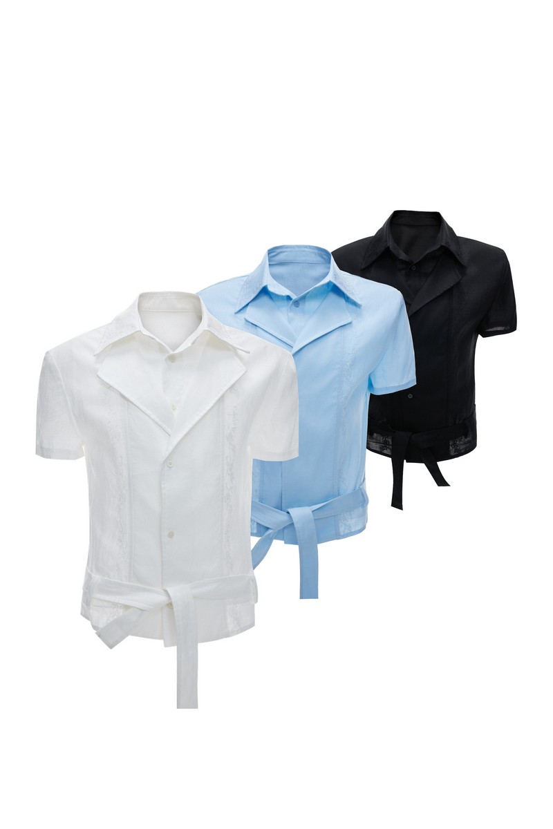 Layered Embroidered Linen Shirt