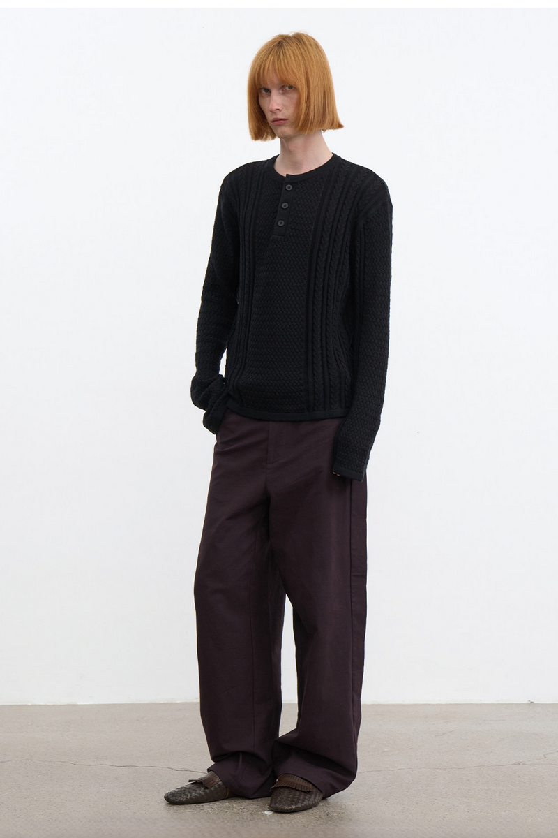 Cable Knit Henley Sweater