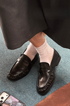 Washed Leather Loafer Shoes