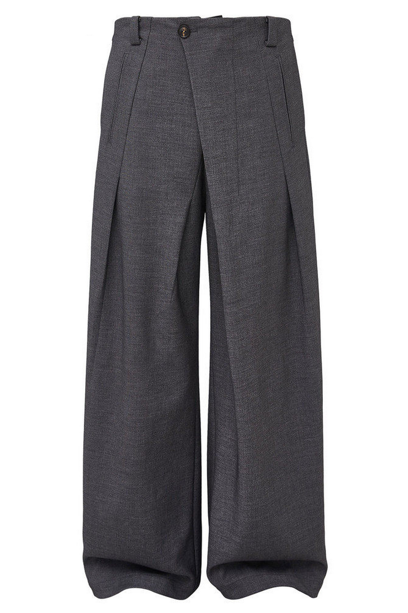 Layered Pleated Wide Pants