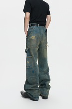 Distressed Patched Carpenter Jeans