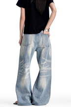 Faded Whisker Wash Bootcut Jeans