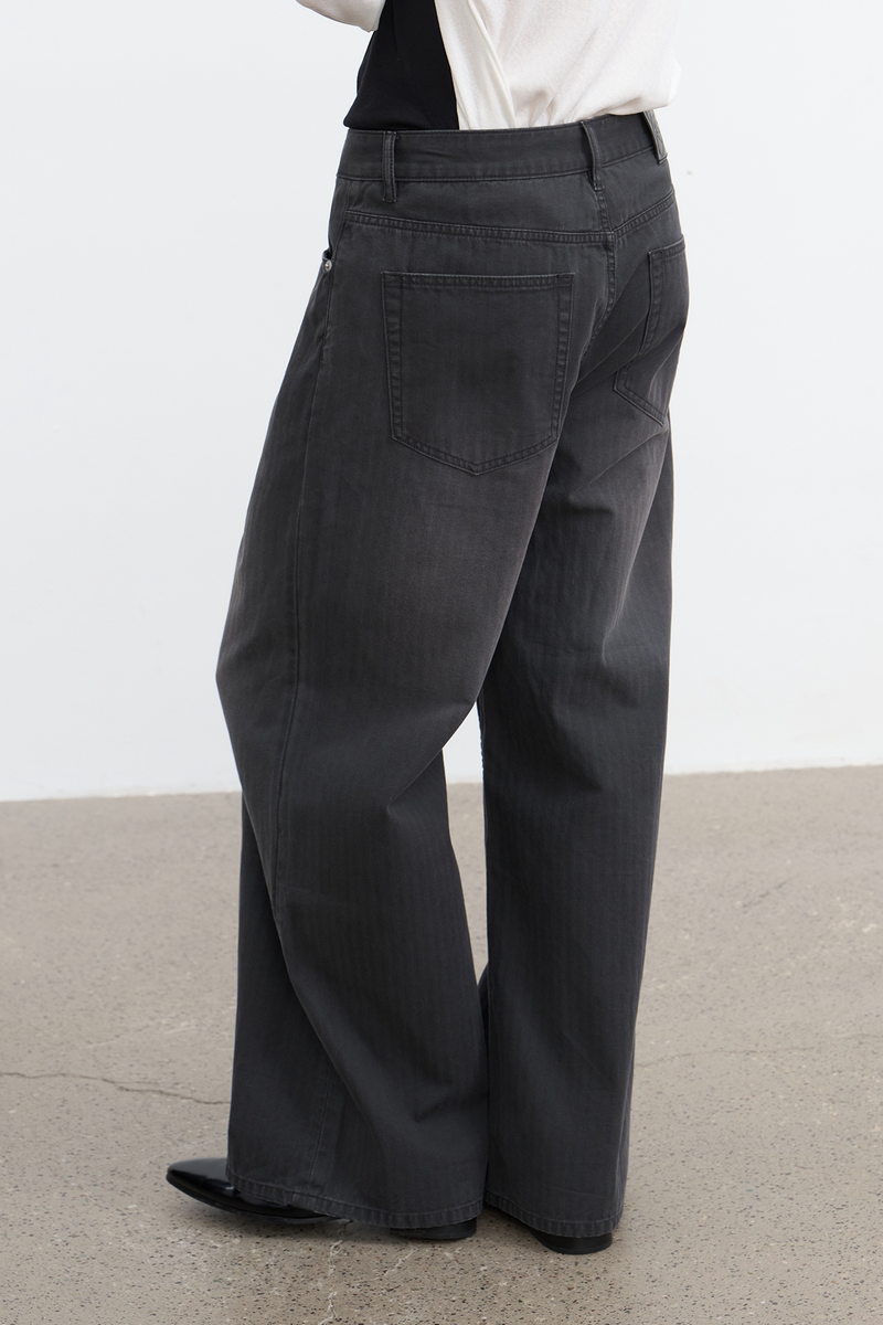 Striped Washed Straight Jeans