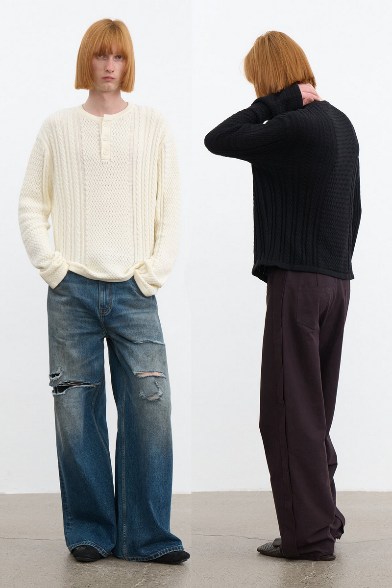 Cable Knit Henley Sweater