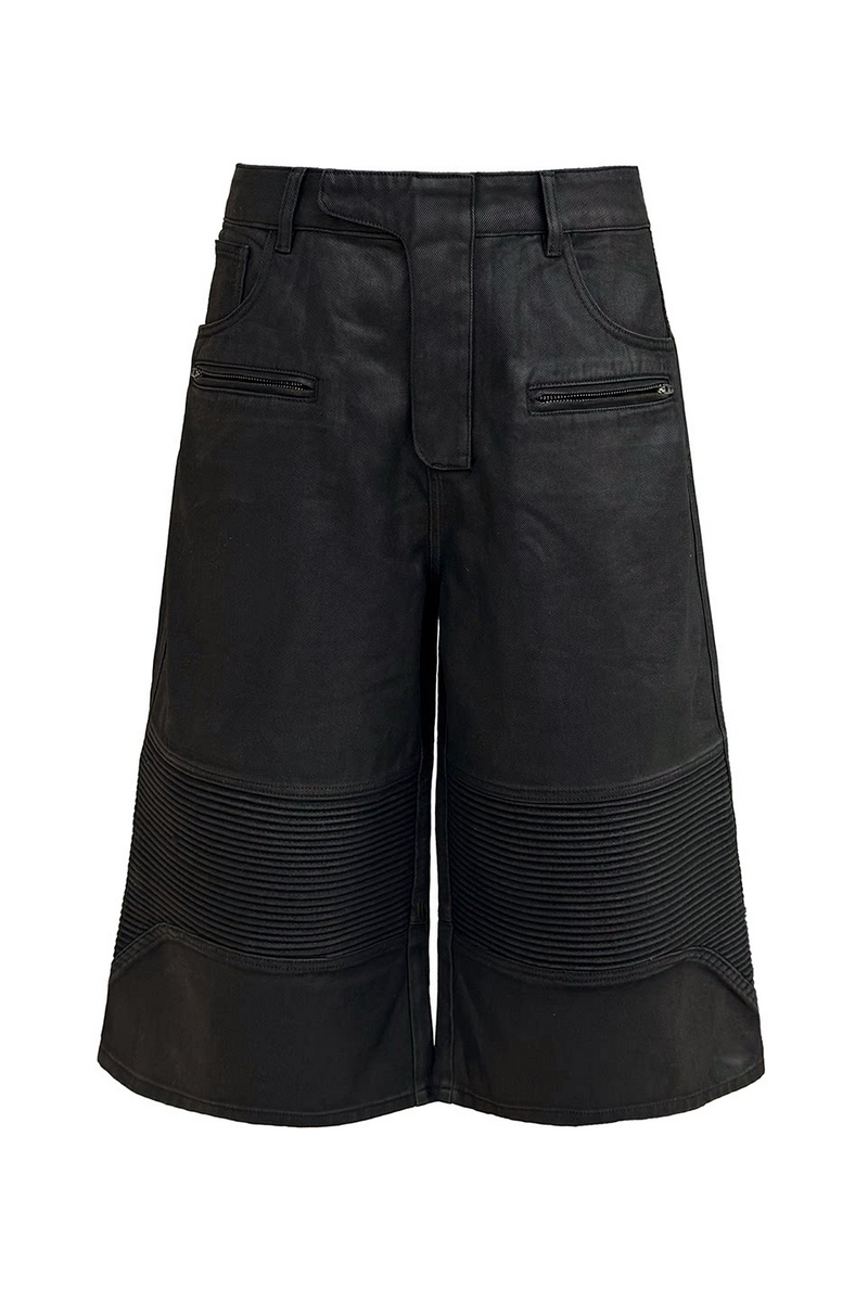 Waxed Biker Capri Jeans