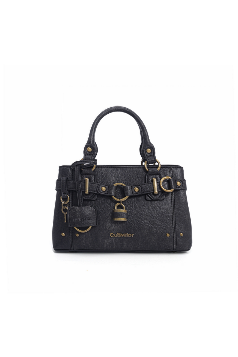 Distressed Lock Crossbody Bag