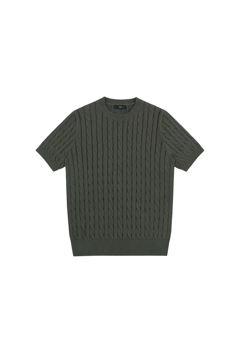 Cable Knit Crewneck T-Shirt