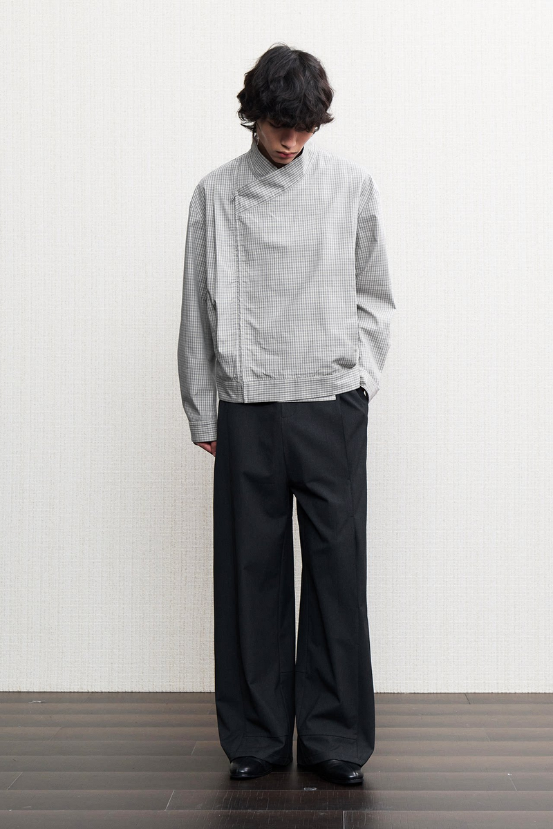 Pleated Wrap Collar Jacket