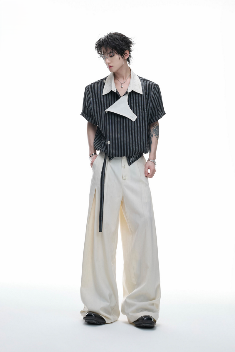 Embroidered Wide Leg Trousers
