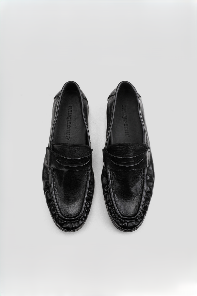 Washed Leather Loafer Shoes