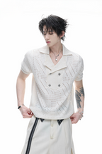 Embroidered Open Knit Shirt