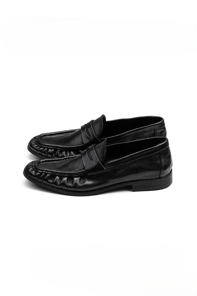Washed Leather Loafer Shoes