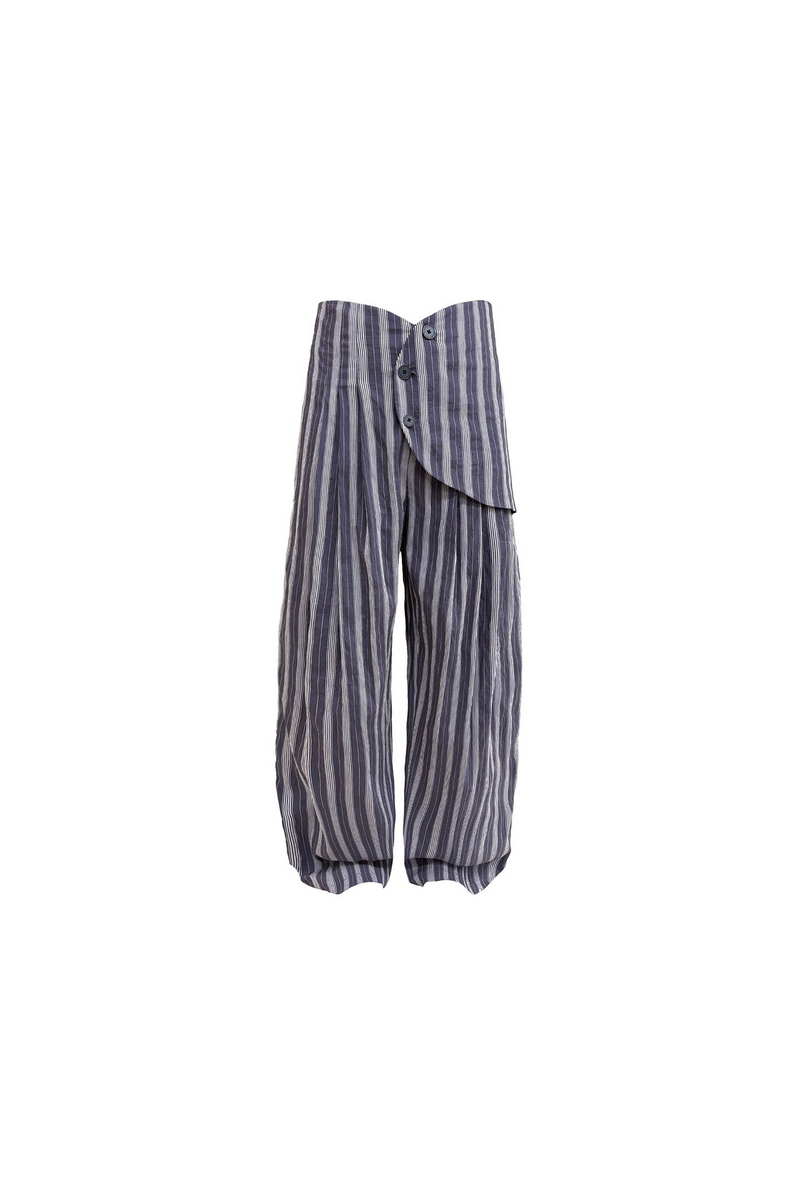 Curved Panel Striped Trousers